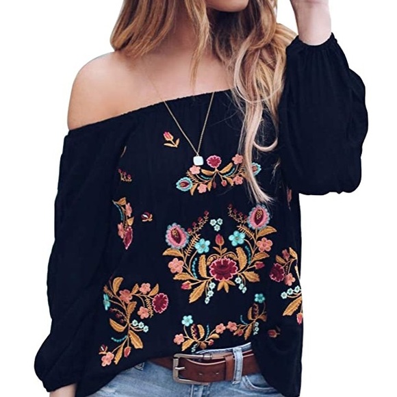 LAST ONE SALE black embroidered floral blouse - Picture 15 of 16